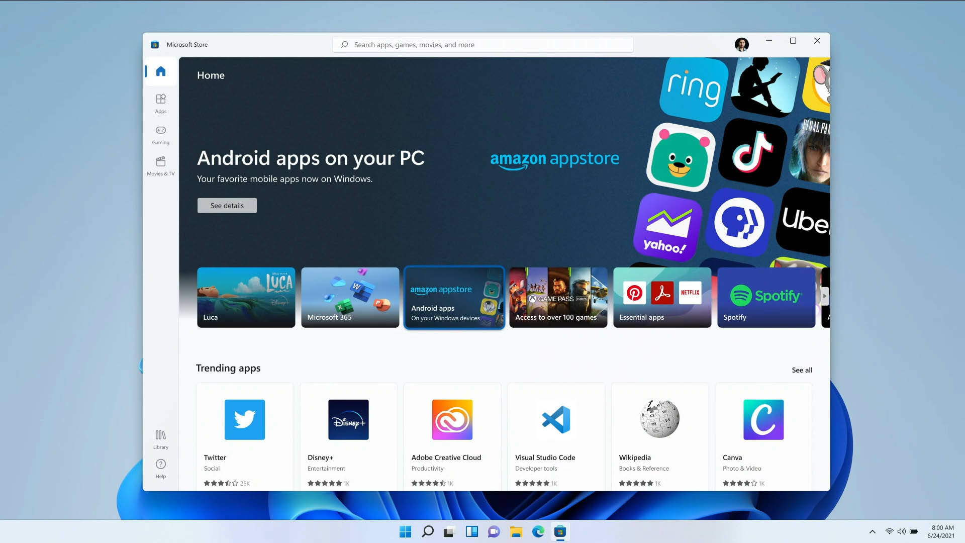 Application Android Windows 11 Amazon Appstore