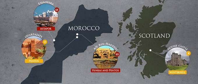 game of thrones lieu reel tournage maroc ecosse