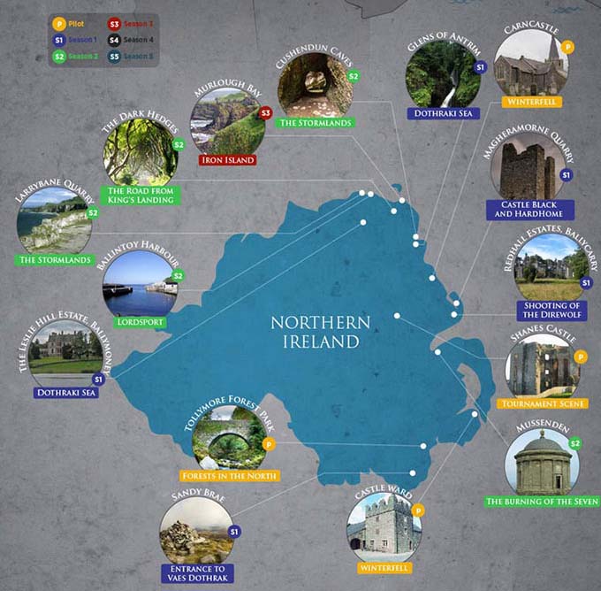 Game of Thrones lieu reel tournage irlande nord