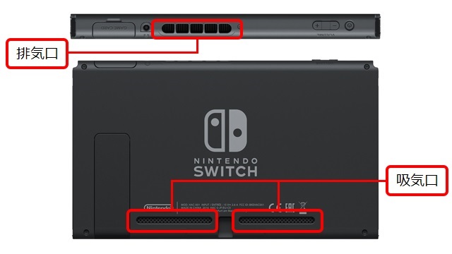 Les entrées d'air de la Nintendo Switch 