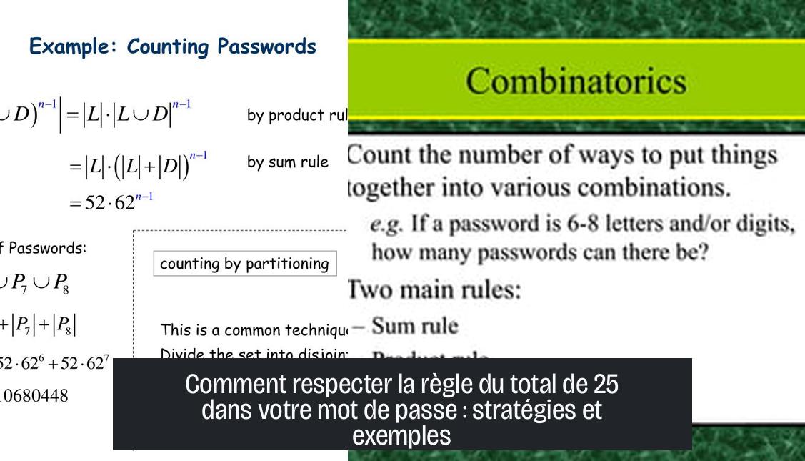 Comment respecter la règle du total de 25 dans votre mot de passe : stratégies et exemples